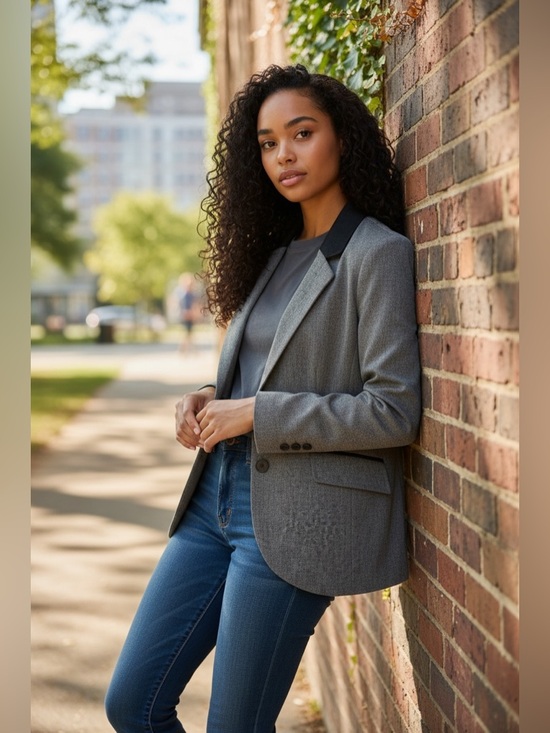 Conrad C Collection Jackets & Blazers - Conrad C Collection Sz 4 Stretch Blazer Jacket 3-Button Black Contrast Collar.